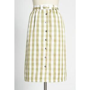 Modcloth Past But Not Least Belted Skirt in Green Checkered